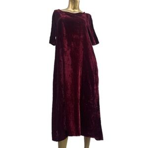 RUJUTA SHETH nylon/silk short sleeve flare midi velvet dress with pockets size S